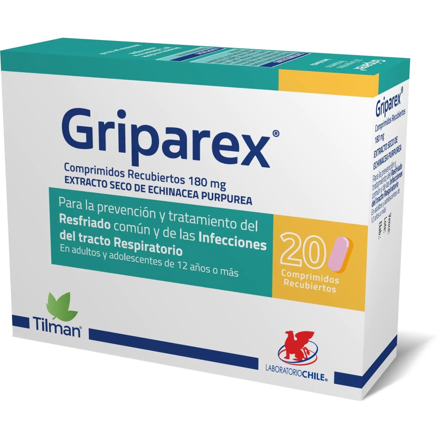 Griparex 180 mg x 20 Comprimidos Recubiertos Farmex-Chile Salud-Persistente